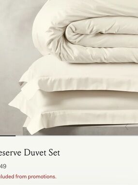 Boll & Branch Reserve Cream Duvet Set- F-Q NWOT